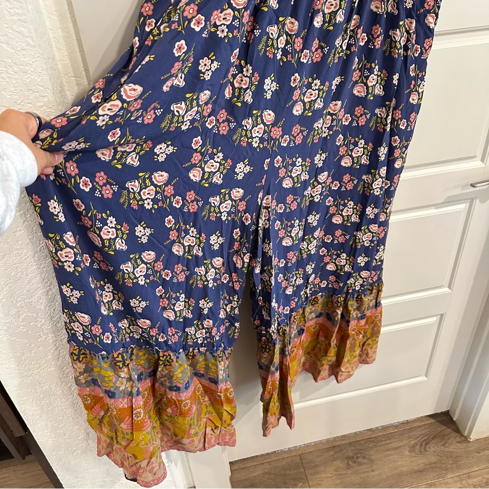 Natural Life Zoe Wide Leg‎ Floral Boho Jumpsuit Size Large - Picture 4 of 10